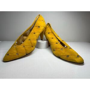 Walter Steiger Womens 8.5 B Yellow Suede Mesh Heels
